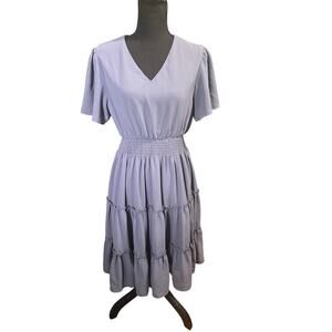 Mikarose Dusty Blue Tiered Ruffle Dress – Feminine & Flowy Perfection